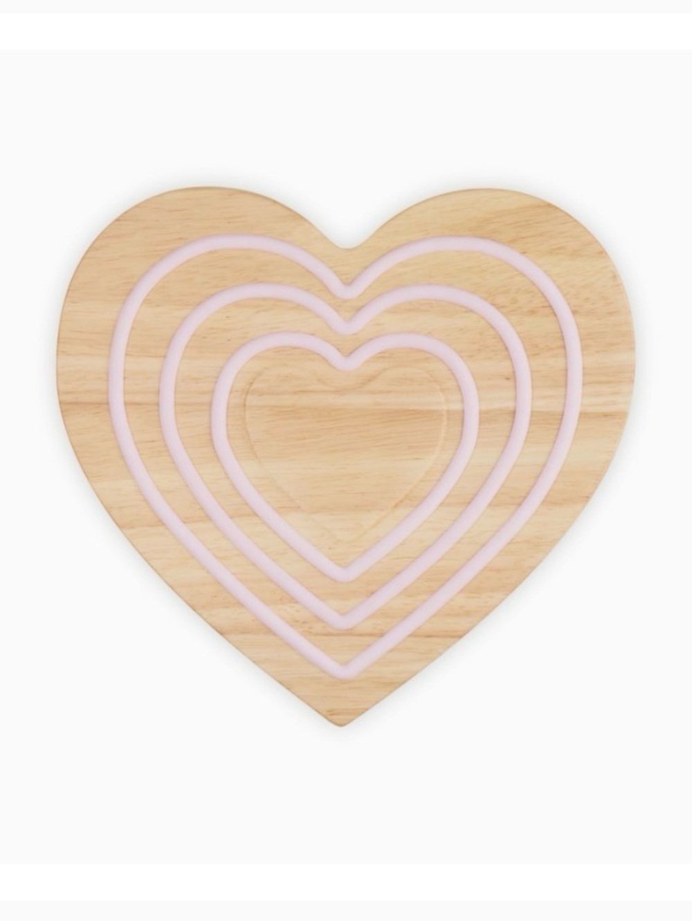 Le Creuset Heart-Shaped Wooden Magnetic Trivet | pink silicon rings | NEW - Picture 3 of 7